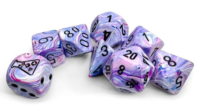 Lab Dice Festive Hydrangea/black Polyhedral 7-Die Set
