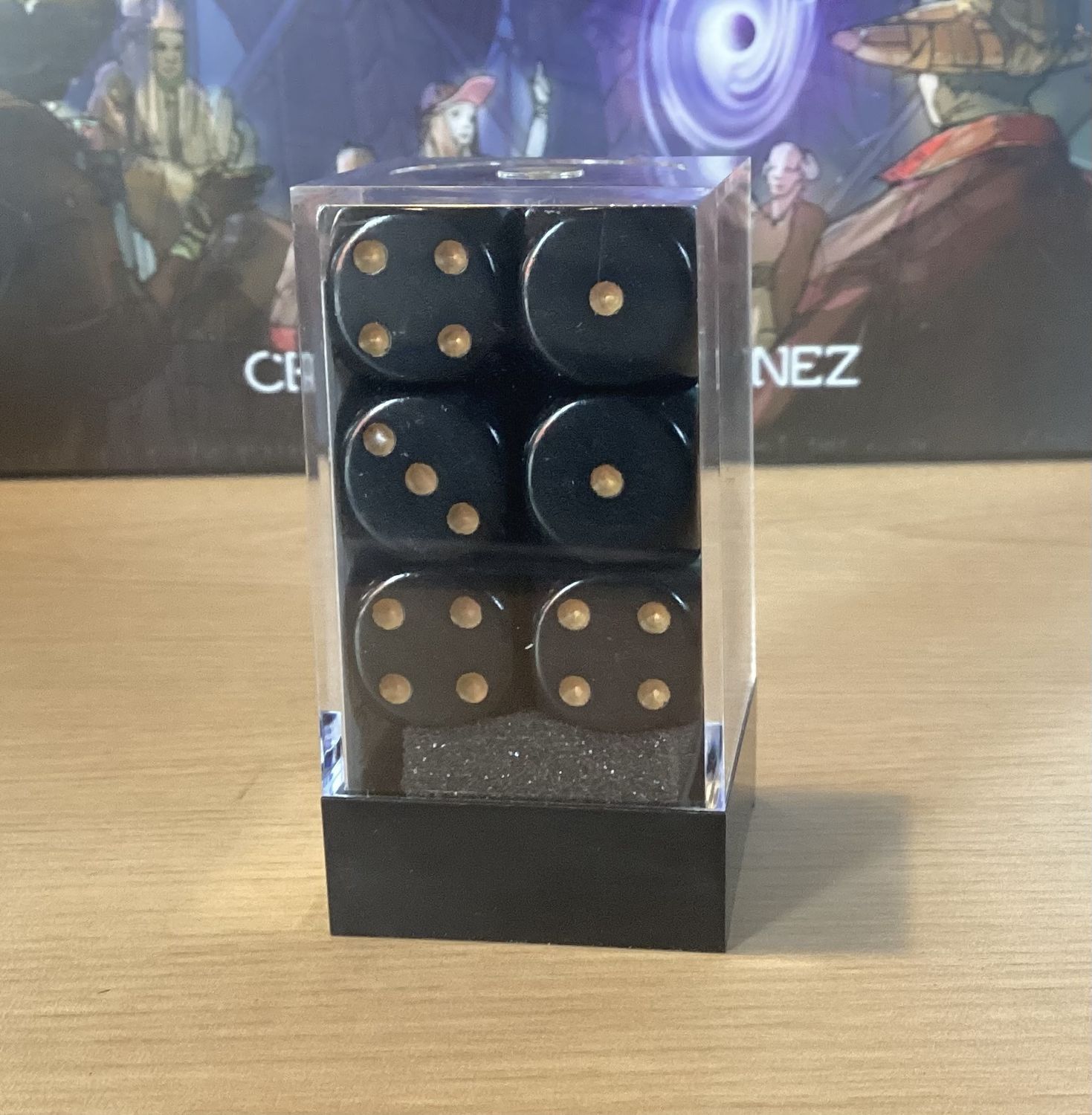 Chessex D6 Dice d6 mm Opaque Black/gold