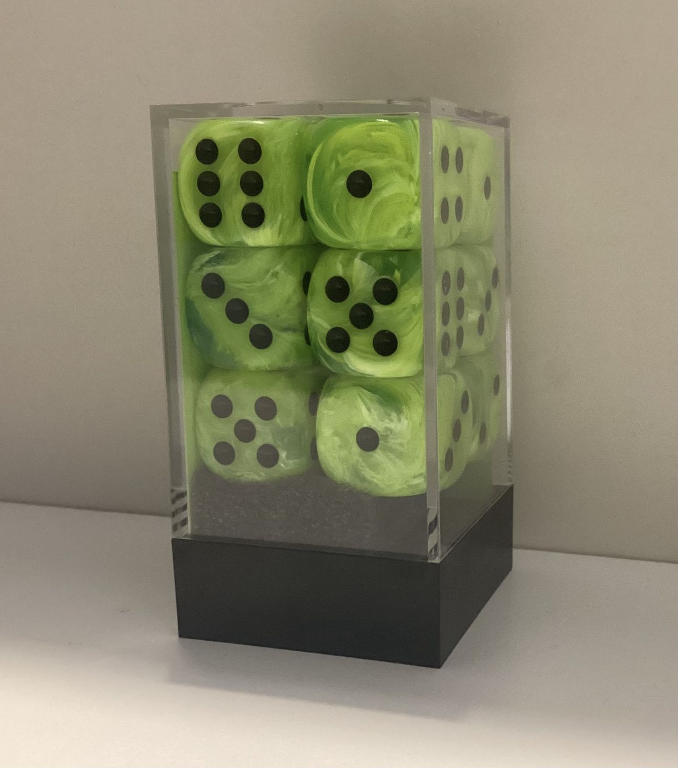 Chessex D6 Dice d6 mm Vortex Bright Green/black