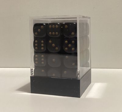 Chessex D6 Dice 12mm Opaque Black/gold