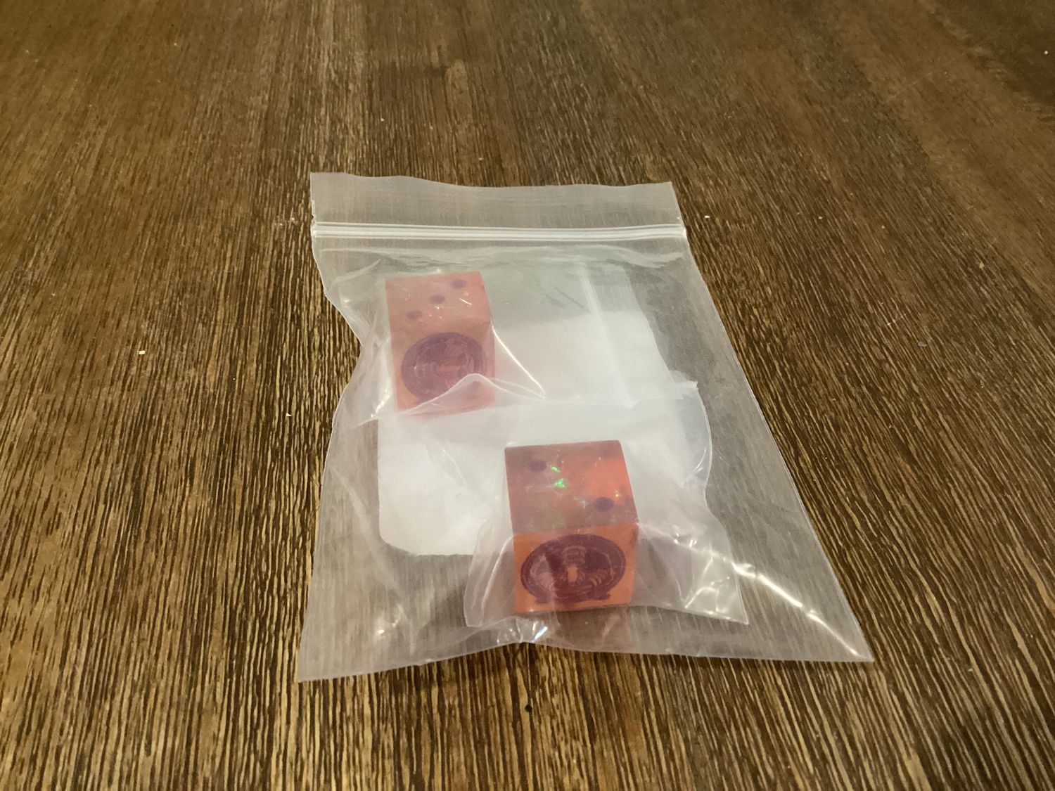 Laser Etched Clan Fire Mandrill Dice Pair