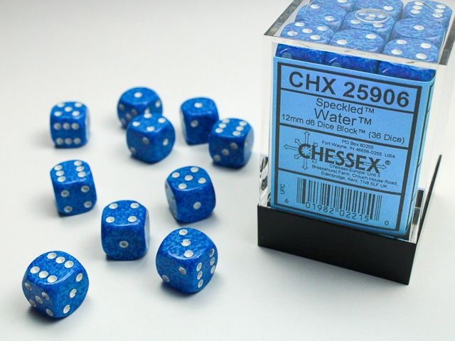 Chessex D6 Dice 12mm Speckled Water