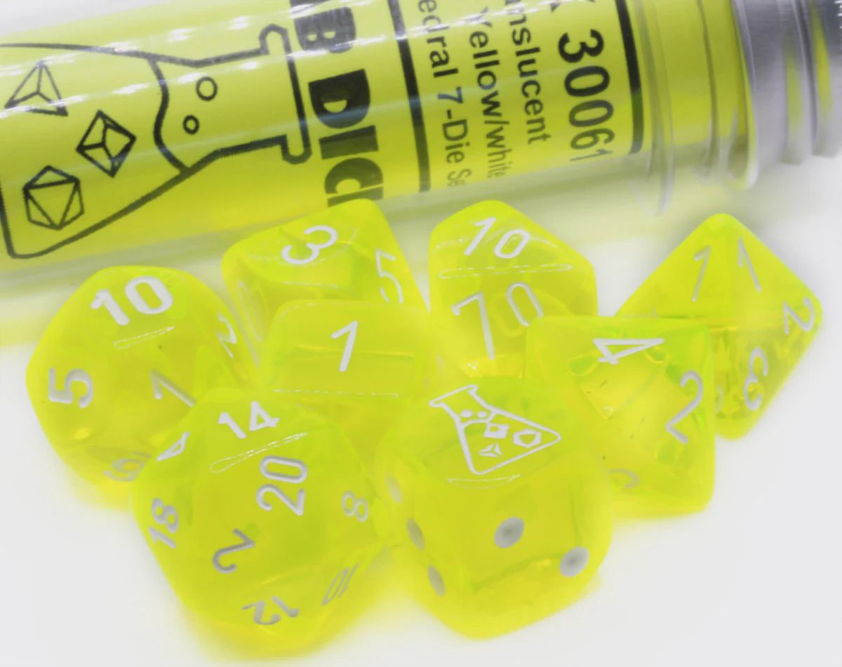 Lab Dice Translucent Neon Yellow/White