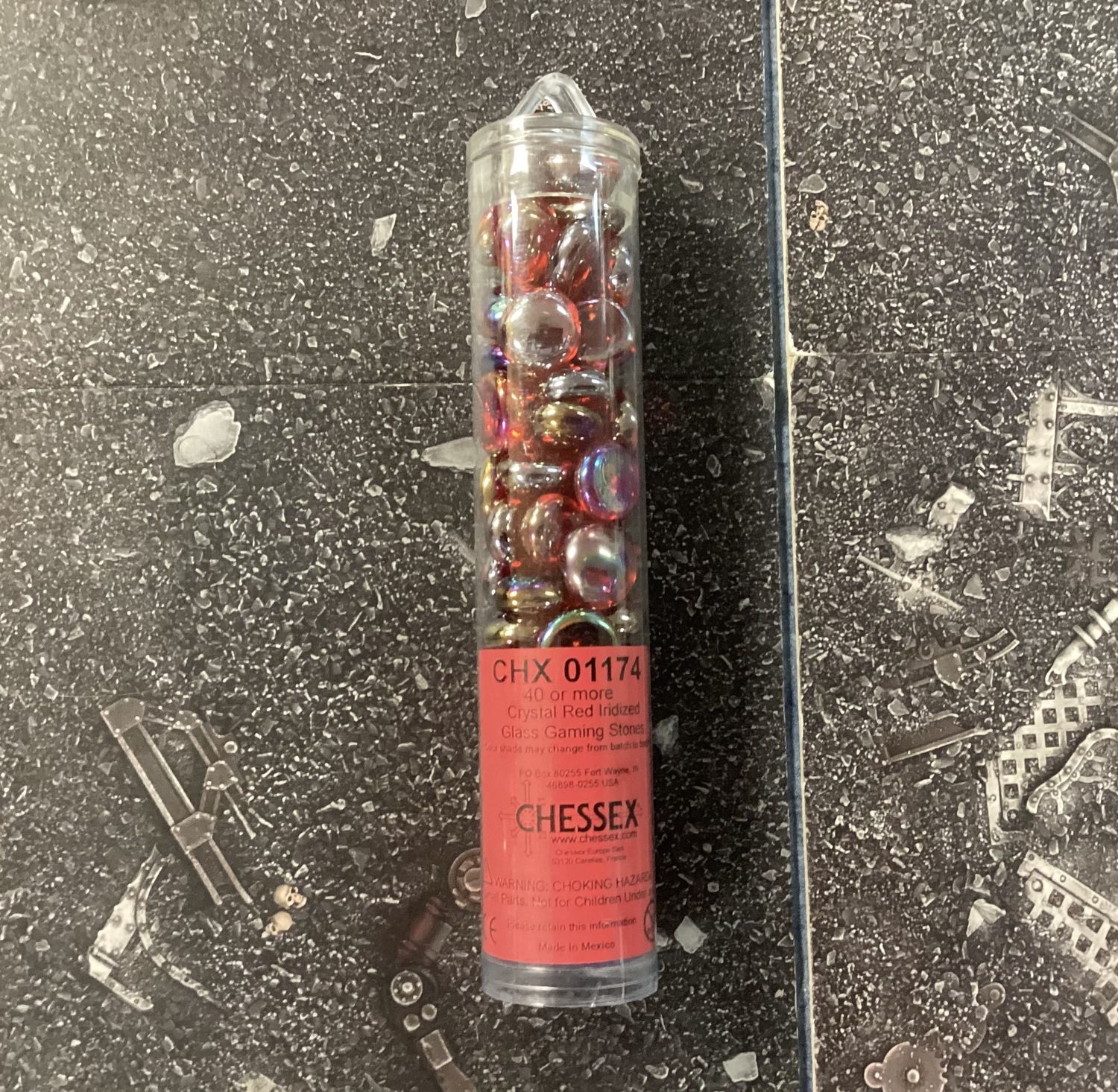 Chessex Crystal Red Iridized Glass Gaming Stones