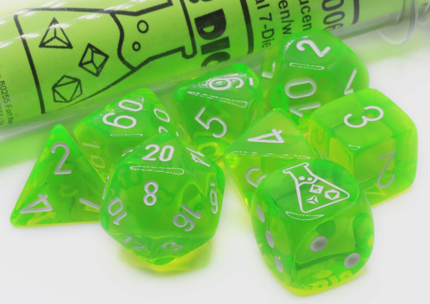 Lab Dice Translucent Rad Green/White