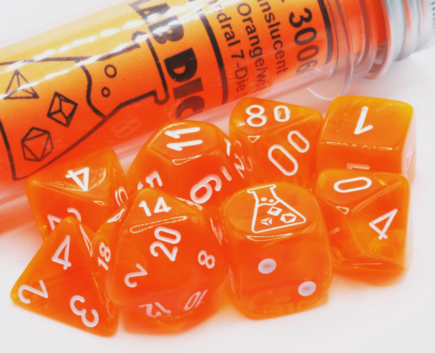 Lab Dice Translucent Orange/White