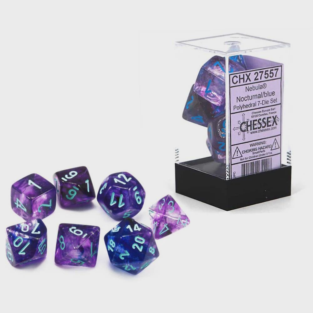 Chessex Nebula Nocturnal/Blue Polyhedral 7-Die Set