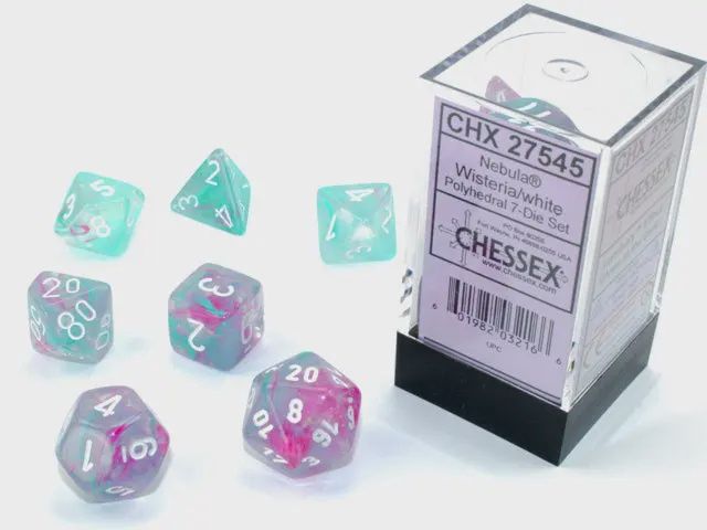 Chessex Nebula Wisteria/White Polyhedral 7-Die Set