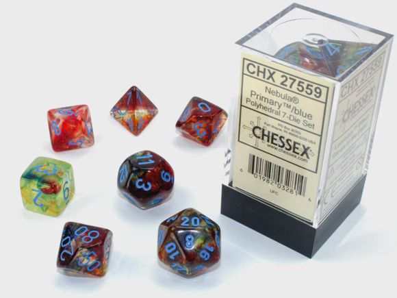 Chessex Nebula Primary/Blue Polyhedral 7-Die Set