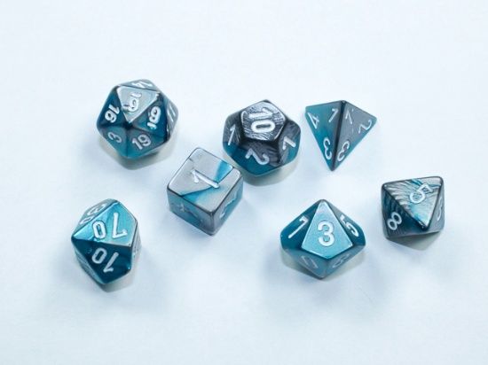 Chessex Steel-Teal/White Mini-Hedral Die Set