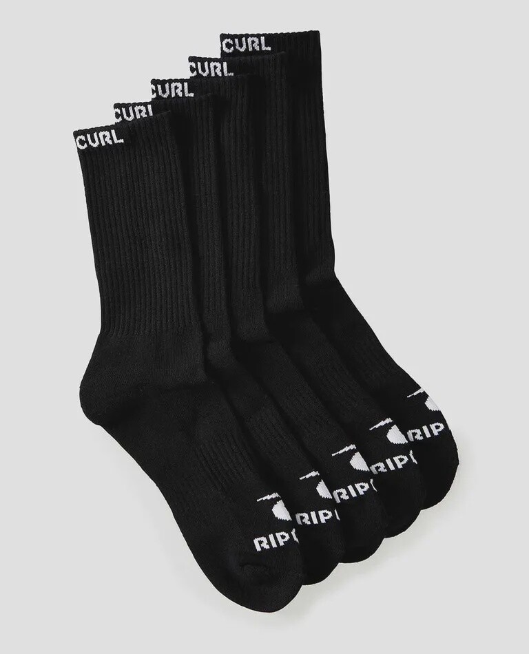 RIPCURL| SCHOOL CREW SOCK 5 - PK, Colour: BLACK, Size: 1SZ