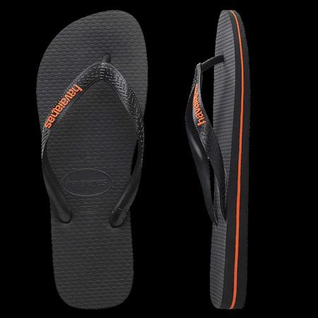 HAVAIANAS| RUBBER LOGO THONG - BLACK/ORANGE NEON