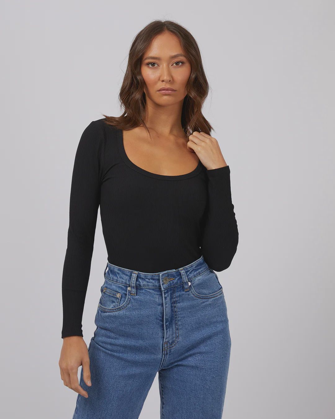 SILENT THEORY | HAZEL LONG SLEEVE TEE, Colour: BLACK, Size: 8