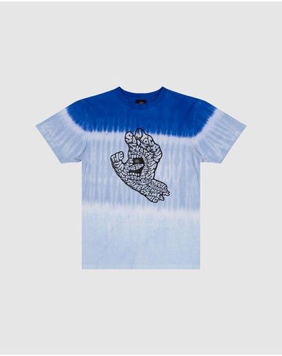 SANTA CRUZ | LETTER HAND MON FRONT SHORT SLEEVE BOYS TEE, Colour: COBALT TIE DYE, Size: 8