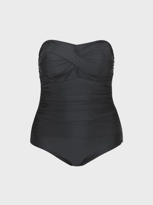 CAPRIOSCA | BLACK TWIST FRONT BANDEAU ONE PIECE SWIMSUIT