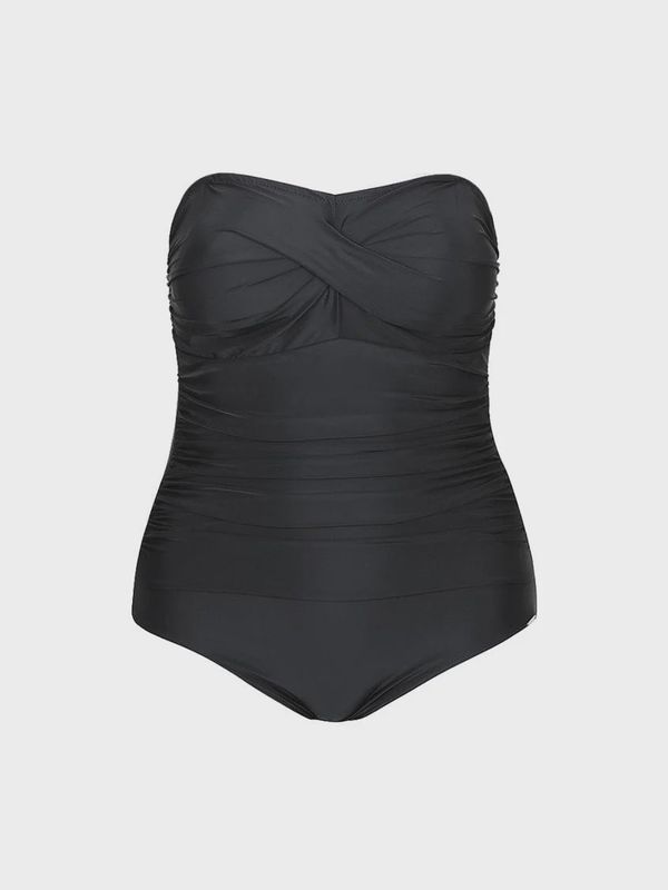 CAPRIOSCA | BLACK TWIST FRONT BANDEAU ONE PIECE SWIMSUIT