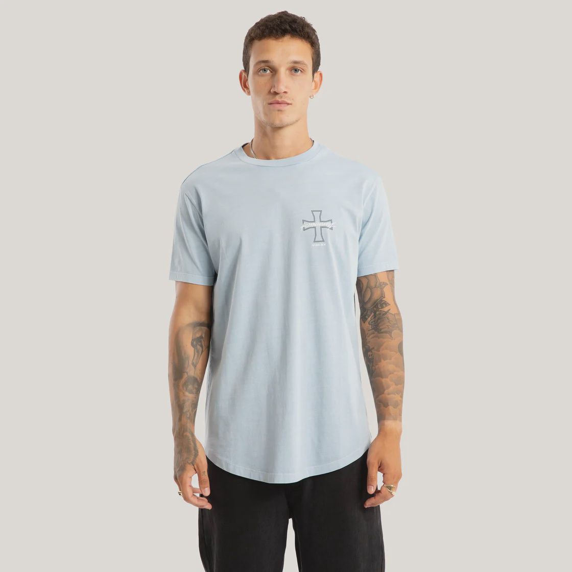 KISS CHACEY | CONFESSIONS DUAL CURVED TEE, Colour: PIGMENT SKYWAY, Size: S