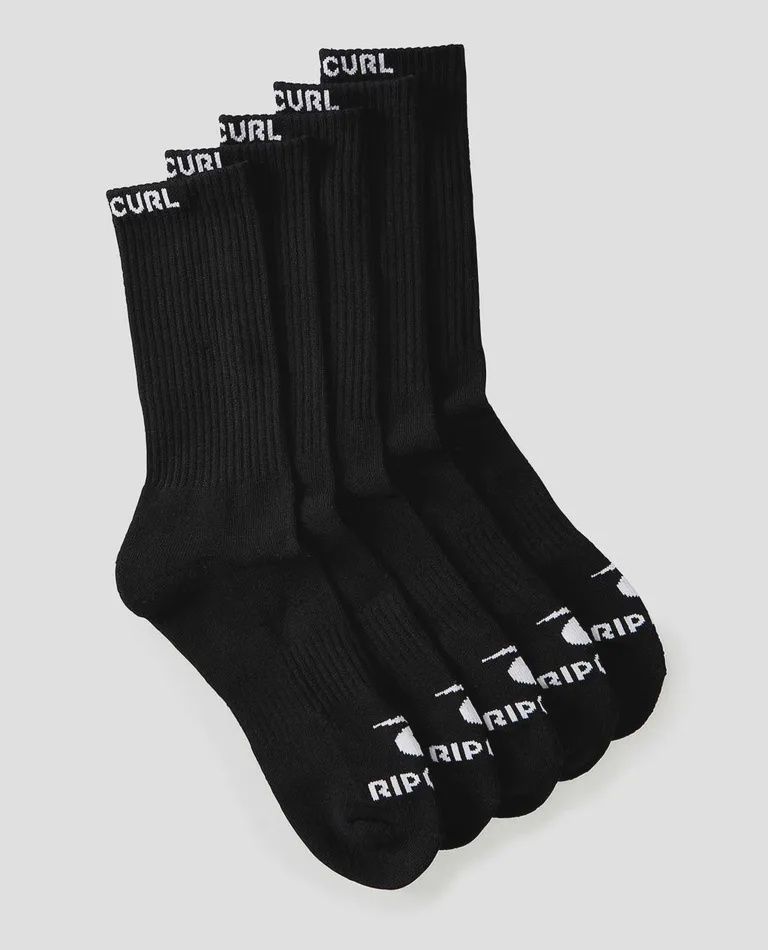 RIPCURL| SCHOOL CREW SOCK 5 - PK, Colour: BLACK, Size: 1SZ