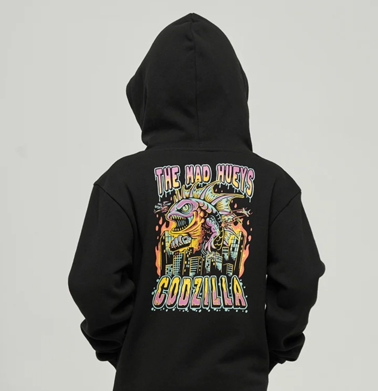 THE MAD HUEY’S | CODZILLA RETURNS YOUTH PULLOVER, Colour: BLACK, Size: 6