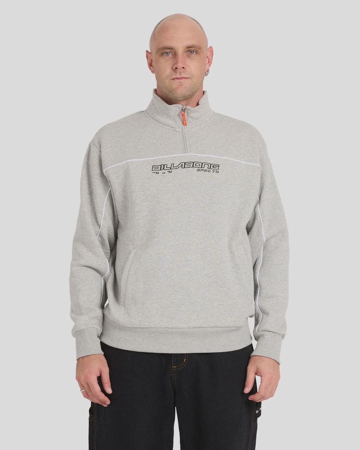 BILLABONG | MENS SPEC 73 QUARTER ZIP FLEECE PULLOVER, Colour: LIGHT GREY HEATHER, Size: S