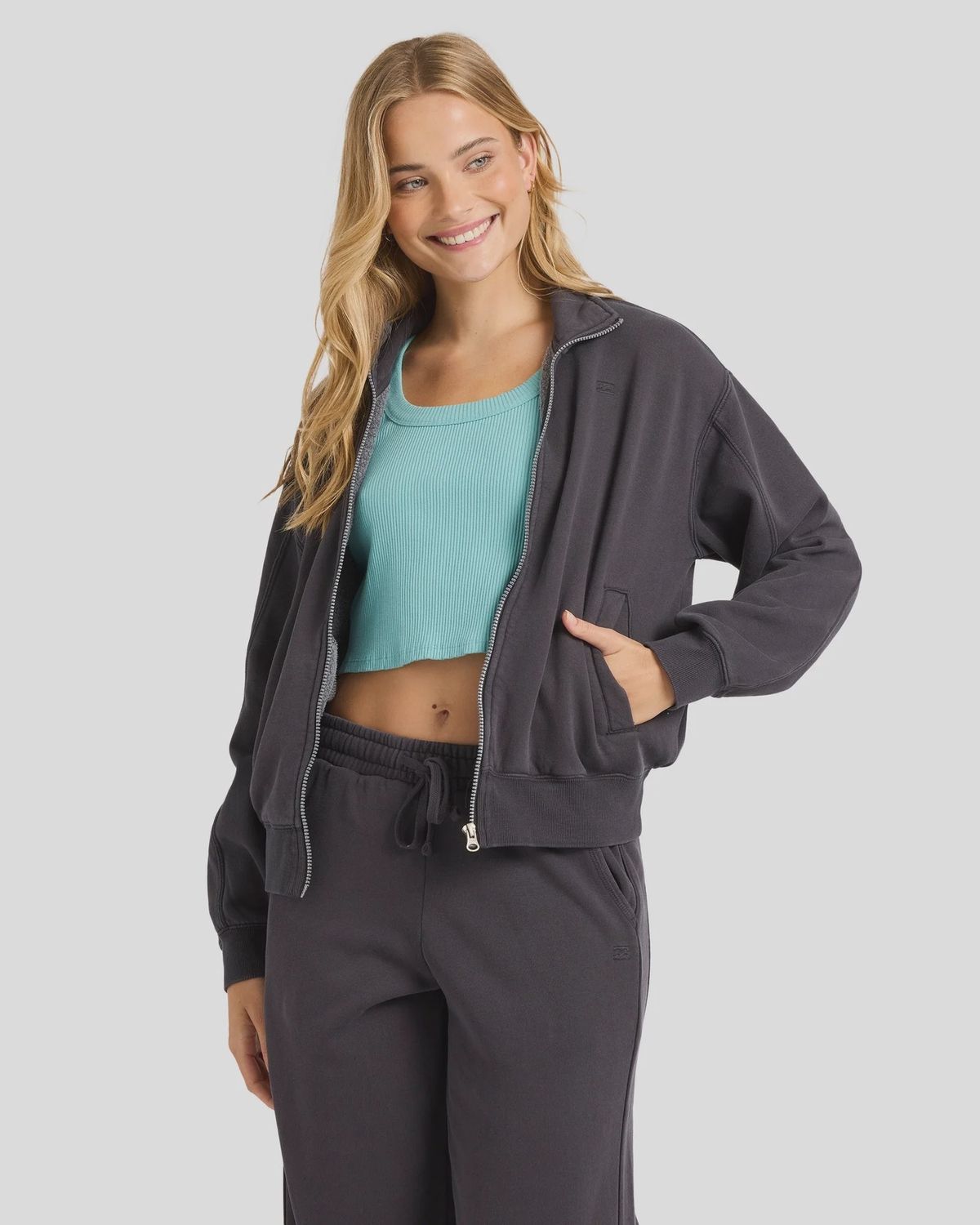 BILLABONG | THE AVERY WOMANS ZIP THRU FLEECE JACKET, Colour: BLACK SANDS, Size: XS/6