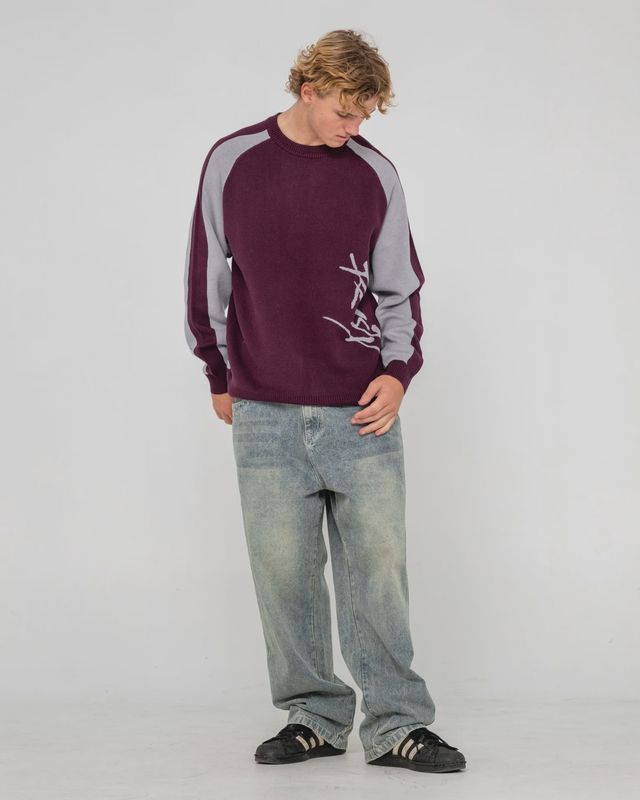 RUSTY | MENS ROLL SAFE BOXY KNITTED CREW