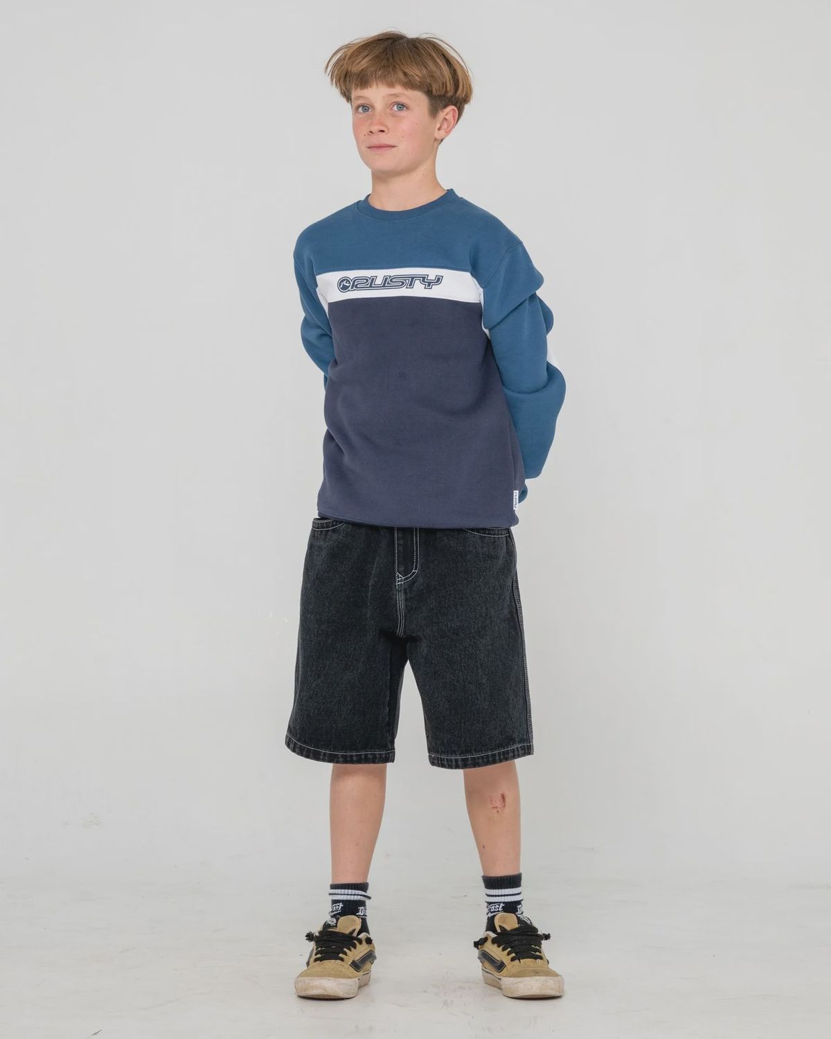 RUSTY | BOYS POD RACER CREW, Colour: NAVY BLUE, Size: 6