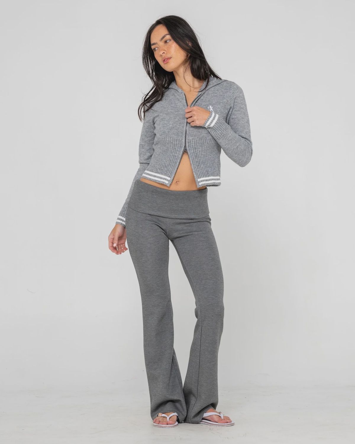 RUSTY | WOMANS HILTON LOW RISE BOOTLEG TRACK PANT, Colour: CHARCOAL MARLE, Size: 6