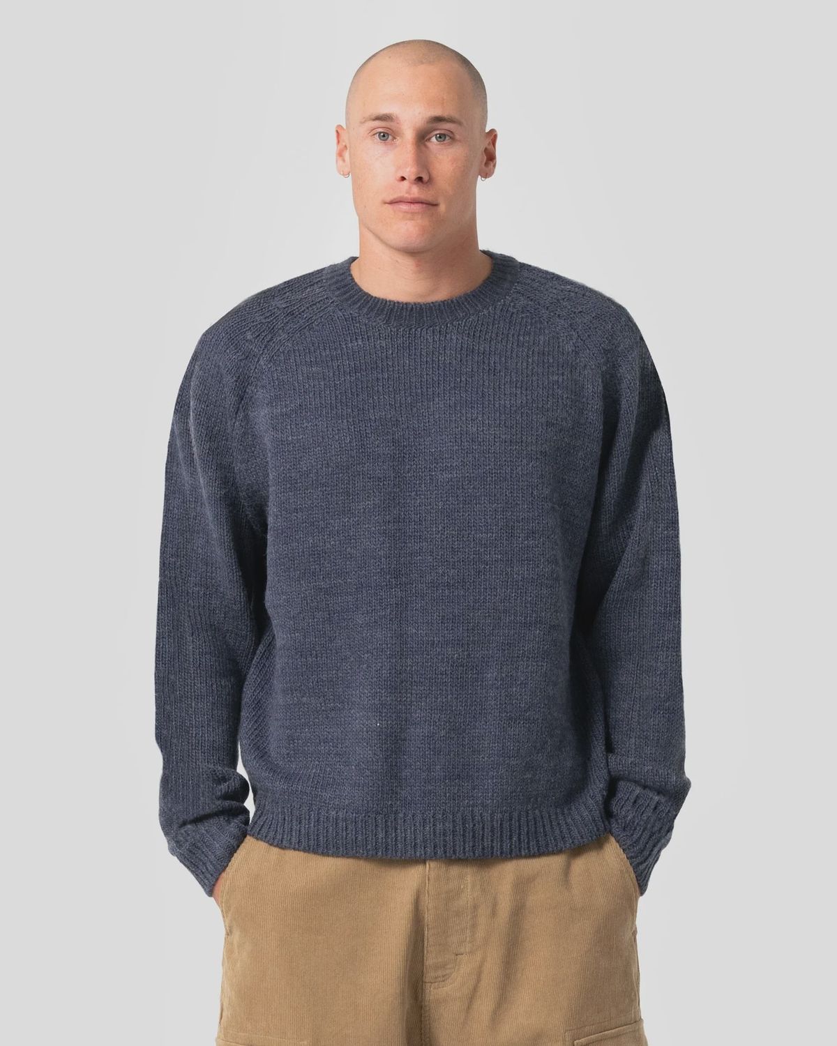 RUSTY | SEA CAPTAIN BOXY KNITTED CREW, Colour: NAVY BLUE, Size: S