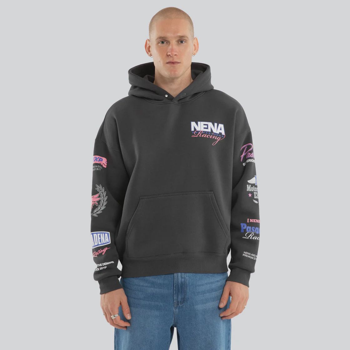 NENA &amp; PASADENA | STREAM BOX FIT HOODIE, Colour: ASPHALT, Size: S