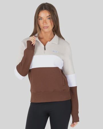 UNIT | LADIES FLEECE - HALF ZIP - COCO, Colour: BROWN, Size: S