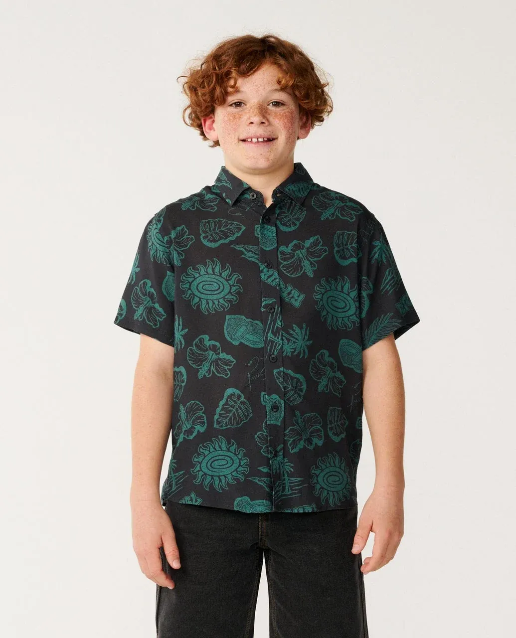 RIPCURL | BOYS SURF SHACK SHORT SLEEVE SHIRT, Colour: WASHED BLACK, Size: 10