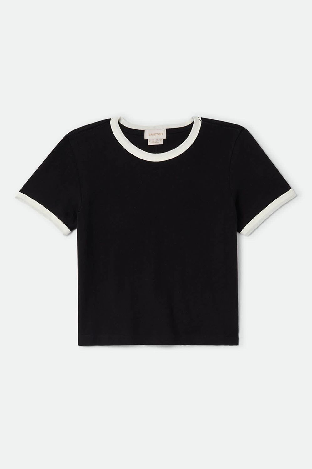 BRIXTON | CAREFREE ORGANIC RINGER TEE, Colour: BLACK/OFF WHITE, Size: S