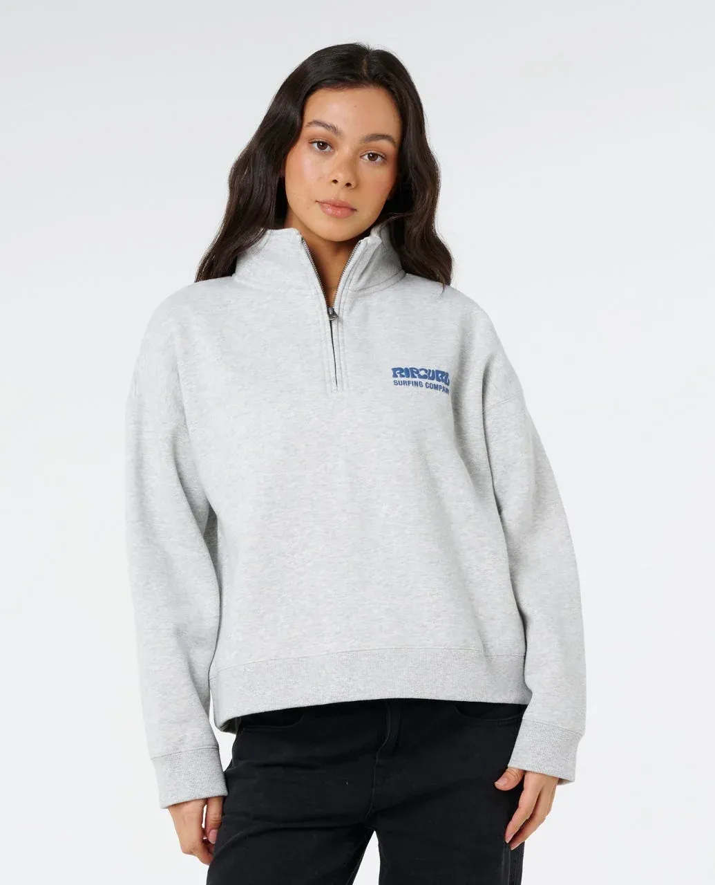 RIPCURL | WOMANS SURF PUFF 1/4 ZIP FLEECE, Colour: GREY MARLE/NAVY, Size: S