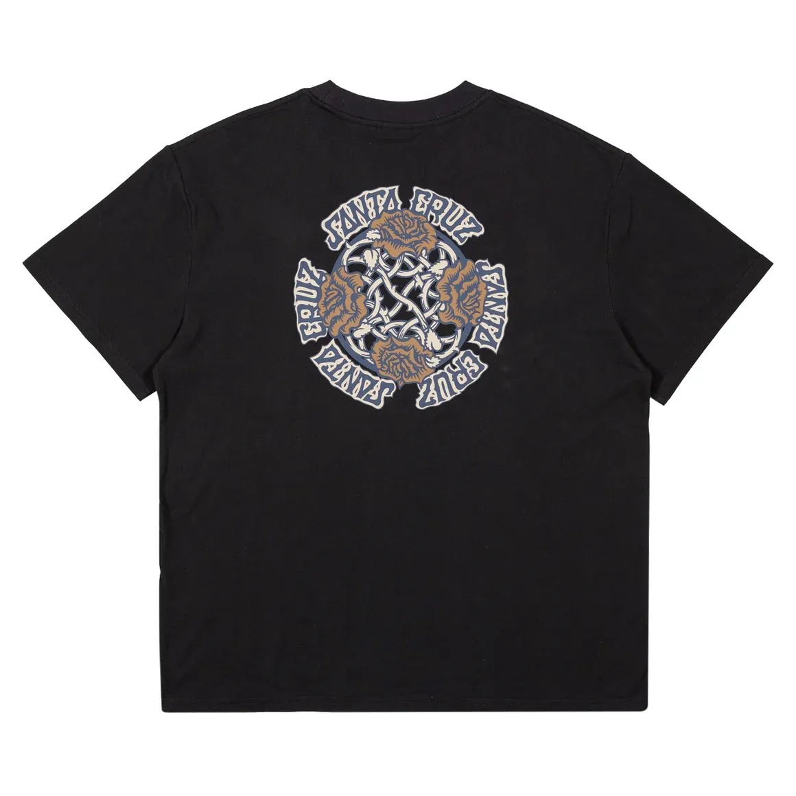 SANTA CRUZ | MENS DRESSEN EVO ROSES TEE, Colour: BLACK, Size: S