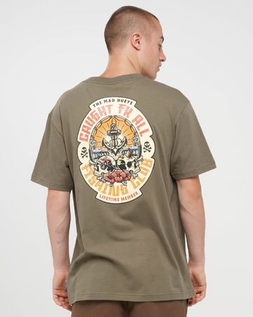 THE MAD HUEYS | MENS CAUGHT FK ALL SS TEE, Colour: OLIVE, Size: M
