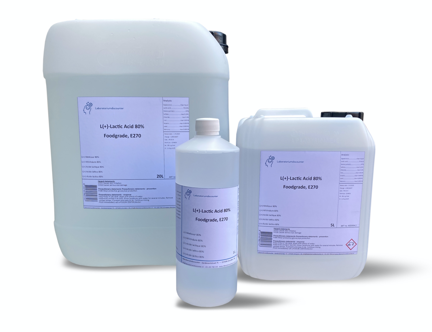 (+)-Milchsäure 80%, Lebensmittelqualität, E270 5 Liter