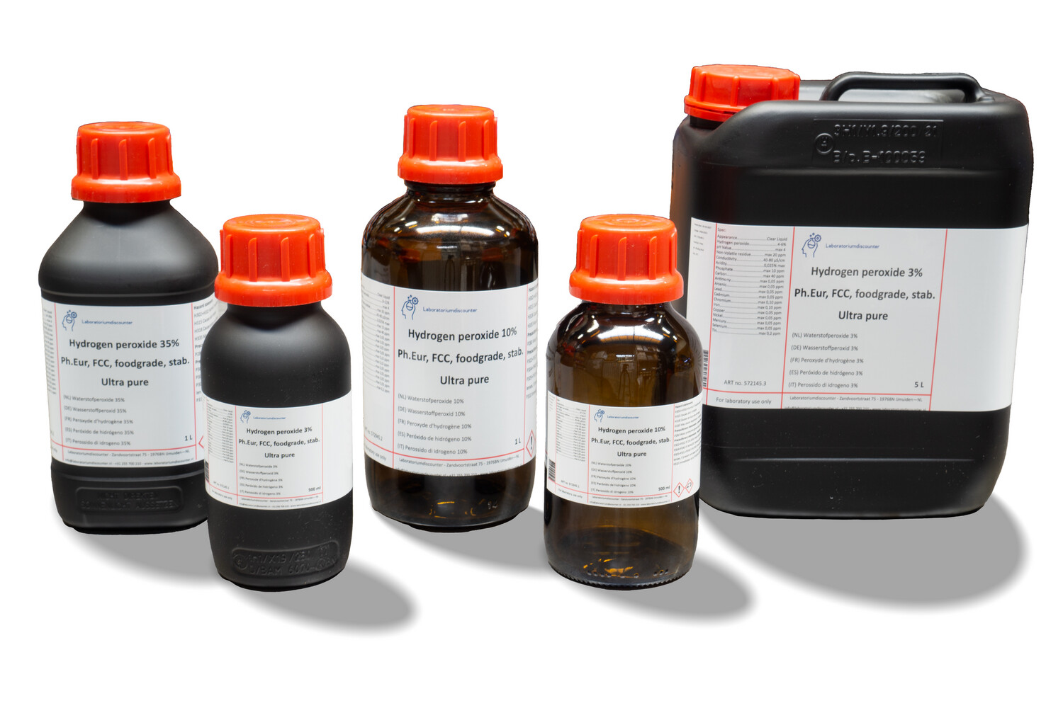 Wasserstoffperoxid, Ph.Eur., Ultra rein 1 Liter 3% Glas