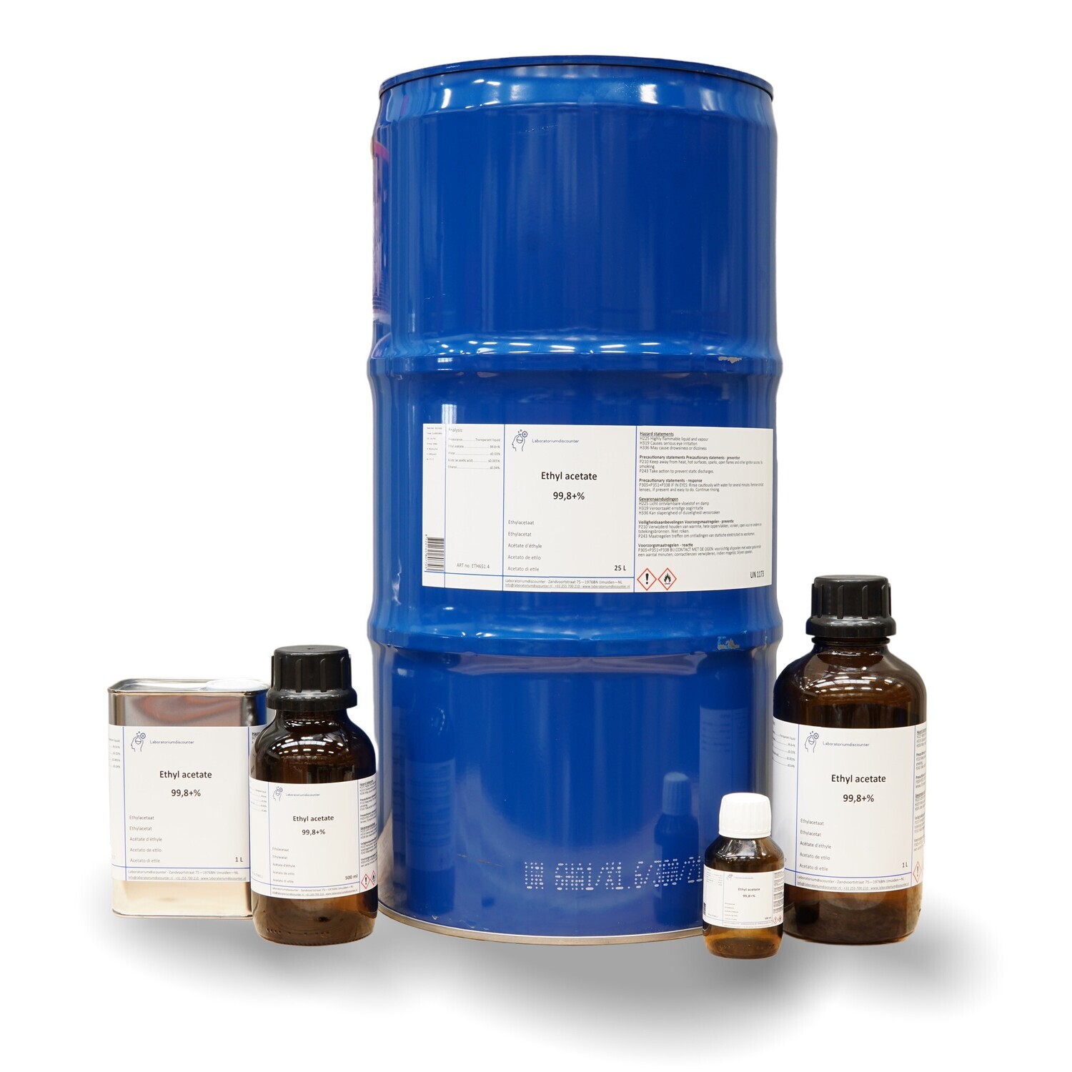 Ethyl acetate 99.8+% 1 Liter in glazen fles