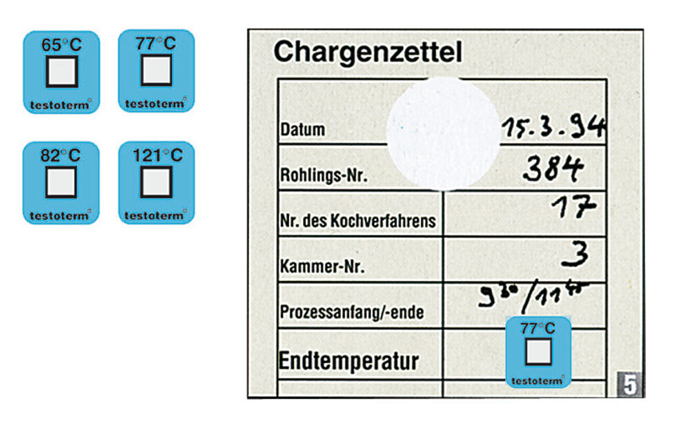 Temperaturmesspunkt irreversibel, 77 °C