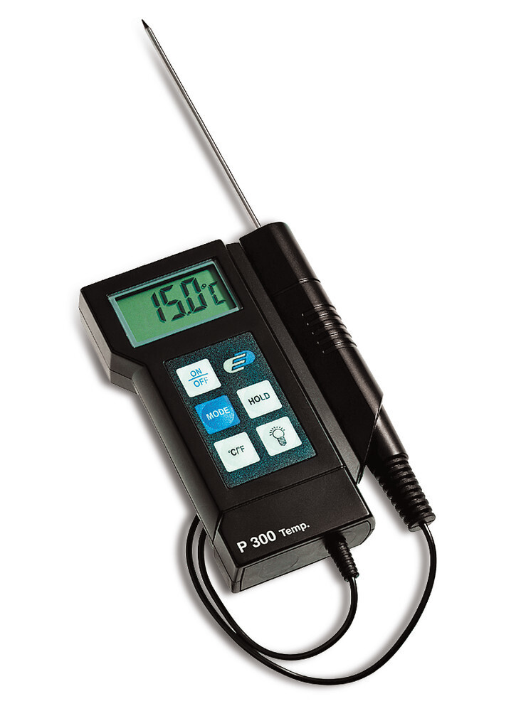 Temperature measuring instrument P300, with ISO calibration certificate (0 °C, +60 °C)