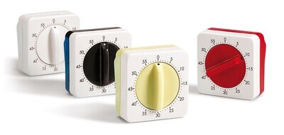 One hour clock alarm clock, white