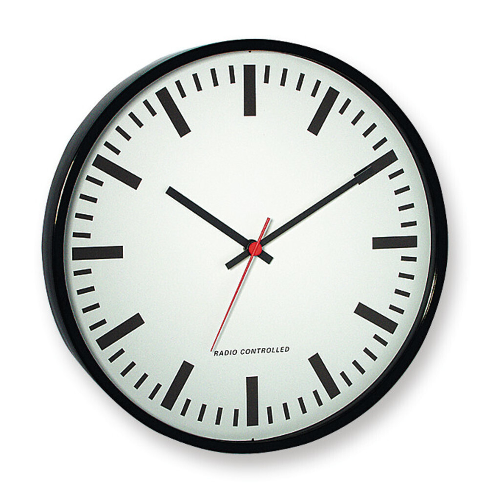 Radio-controlled wall clock, black