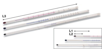 Straight thermometer according to DIN 12781, -20 to +150 °C, 575 mm, 300 mm