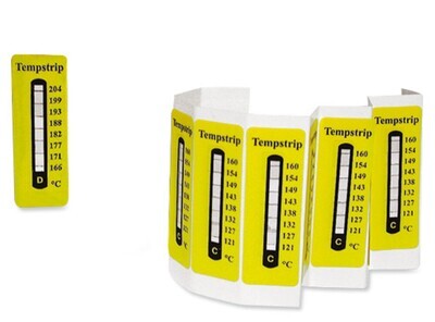 Tiras medidoras de temperatura irreversibles, 77-82-88-93-99-104-110-116 °C