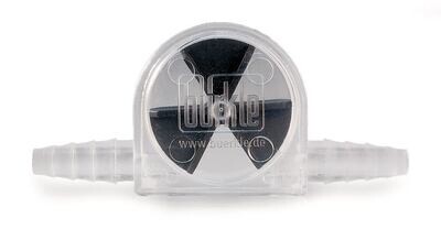 Flow indicator with polymethylpentene wing wheel, black
