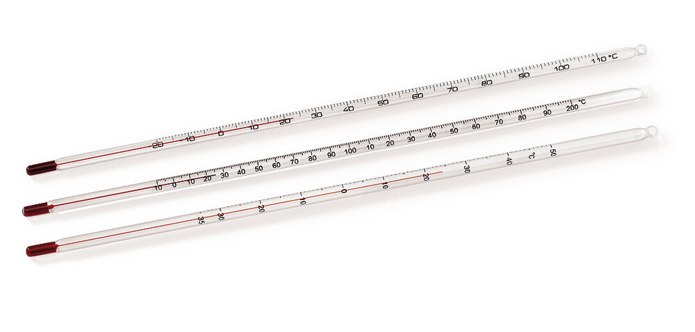 Glass thermometer standard, -20 to +150 °C, 300 mm