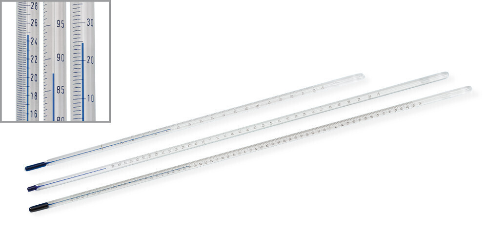 Precision thermometer with very high accuracy Standard. Fully immersive set, yes, -7 to +105 °C, 0.5 °C, 0.5 °C, 300 mm
