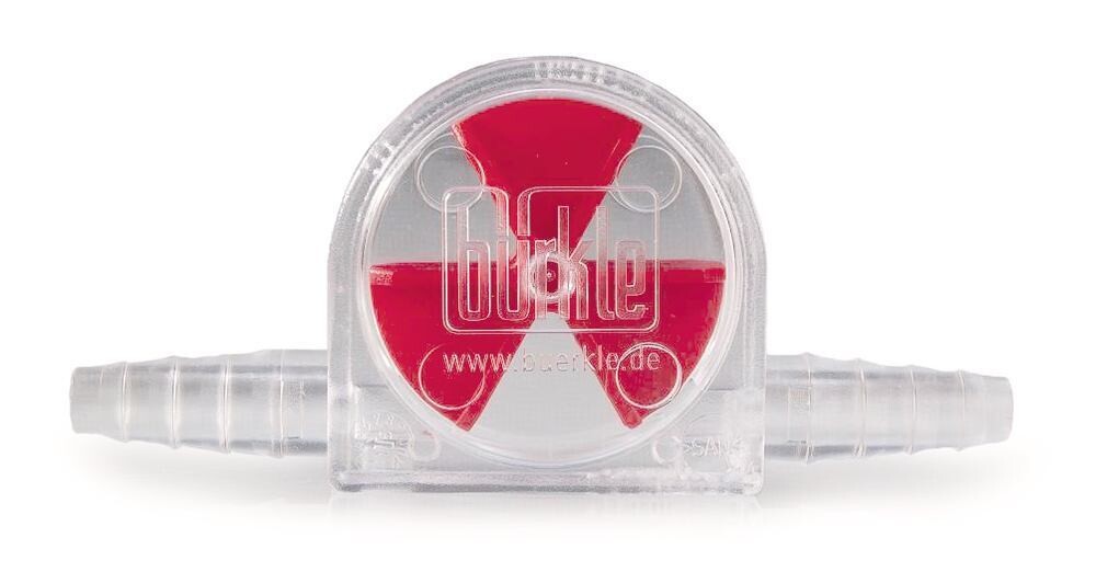 Flow indicator with wing wheel Made of styrene-acrylonitrile, red