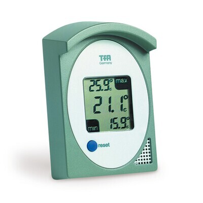 Indoor/outdoor thermometer with min/max function